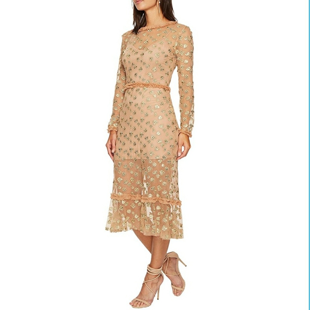 For Love and Lemons●Golden Garden Tulle Midi Dress - Picture 4 of 5